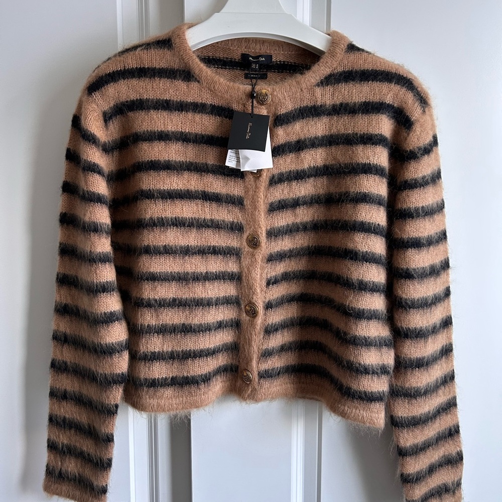 Massimo Dutti Striped Knit Cardigan NEW Size M